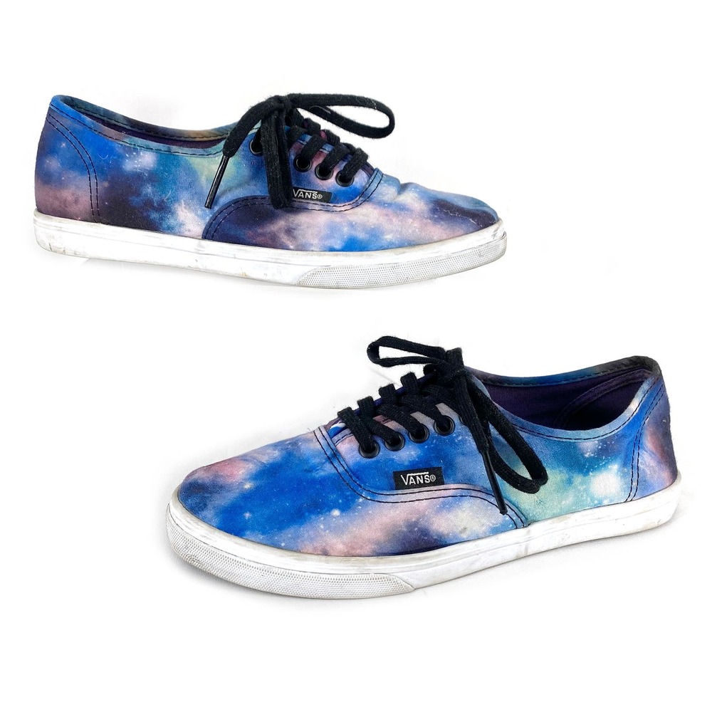 Vans Galaxy Lace Up Skate Shoes Flat Low Top Blue Purple Cosmic Space Canvas 5.5